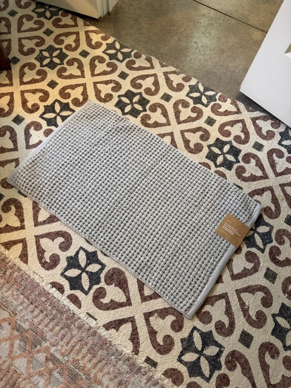 West Elm Plush Waffle Bath Mat in Light Gray